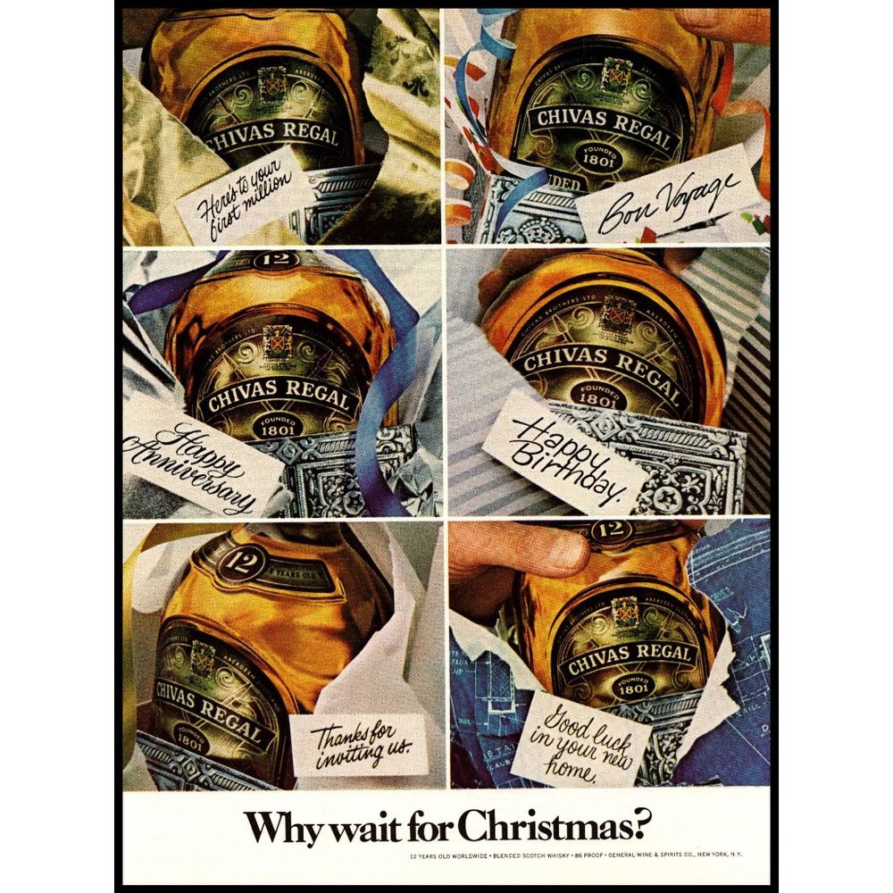 1981 Chivas Regal Scotch Whisky Gift Ideas Vintage Print Ad Christmas Wall Art